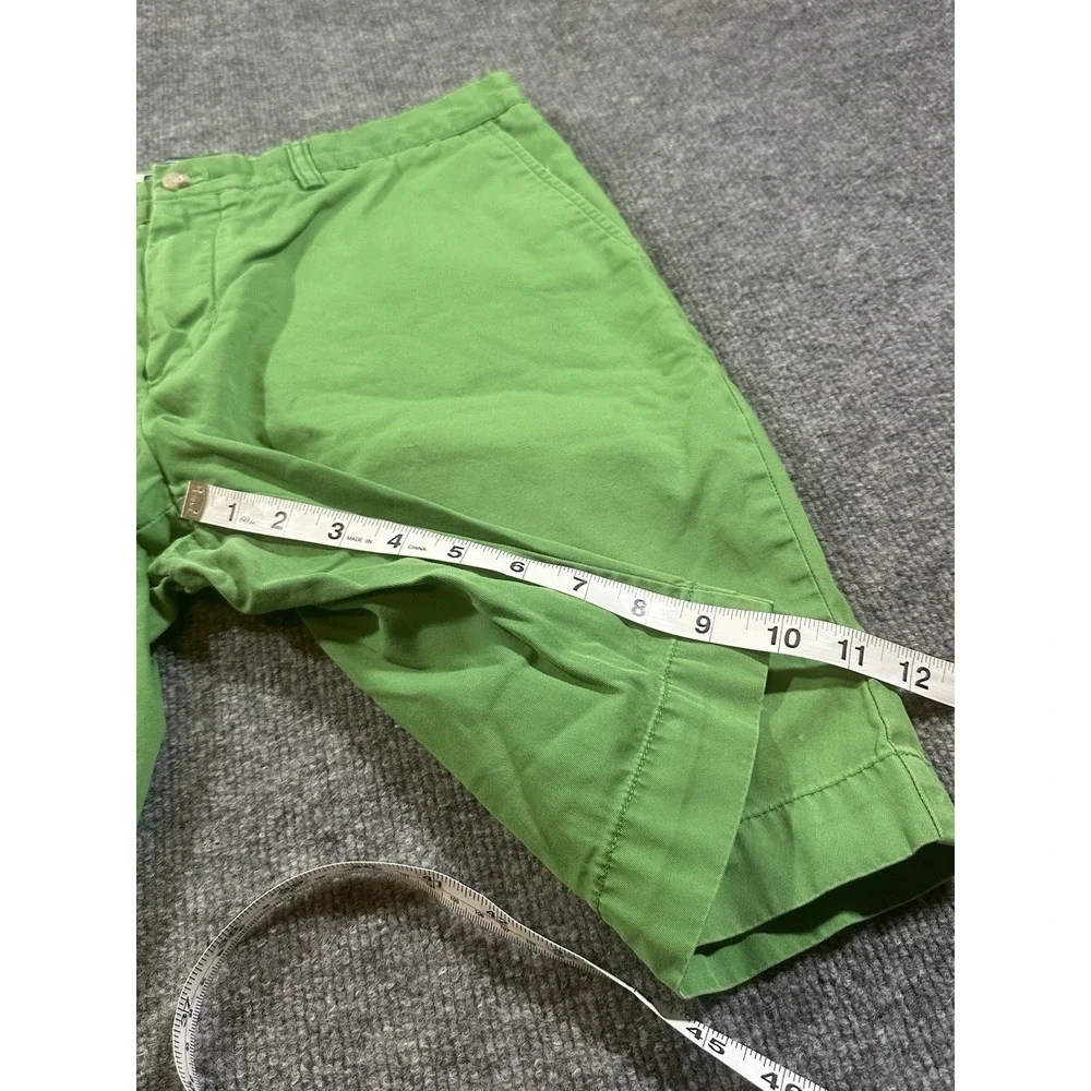 VTG Polo Ralph Lauren Green Chino Shorts Cotton Sz 34 Mens Golf Flat Front